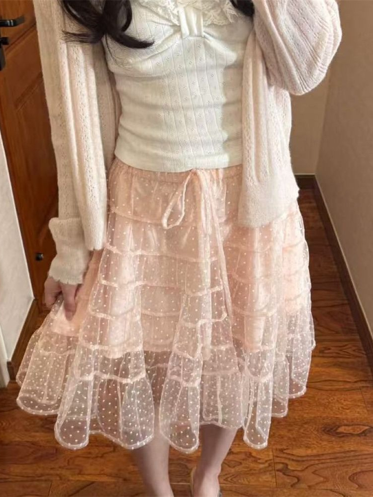 Longline Cardigan Knit - Korean Fashion Slim Fit White Lace