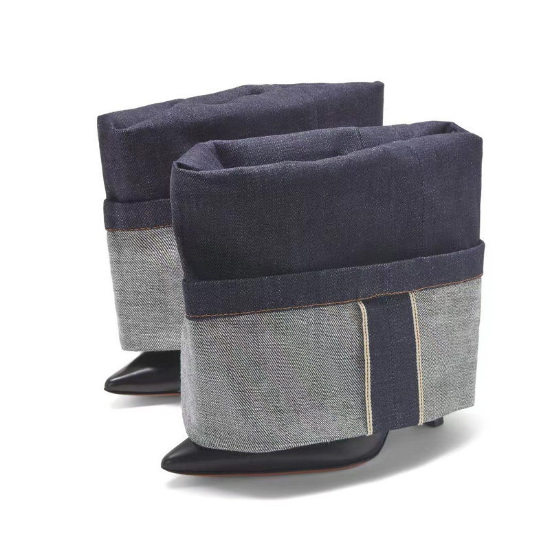 Two Tone Denim Fold Over Slip- – Women Fashion Jeans Bewertung und Preis