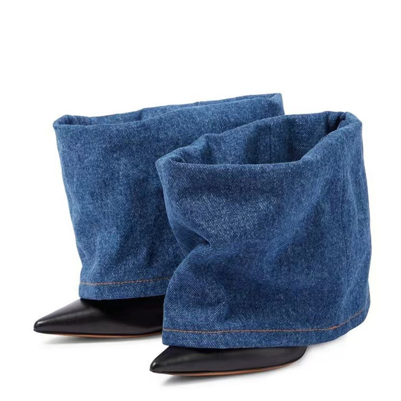 Two Tone Denim Fold Over Slip- – Women Fashion Jeans Bewertung und Preis