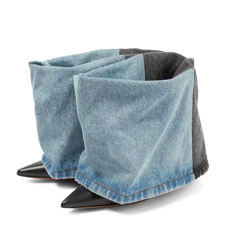 Two Tone Denim Fold Over Slip- – Women Fashion Jeans Bewertung und Preis