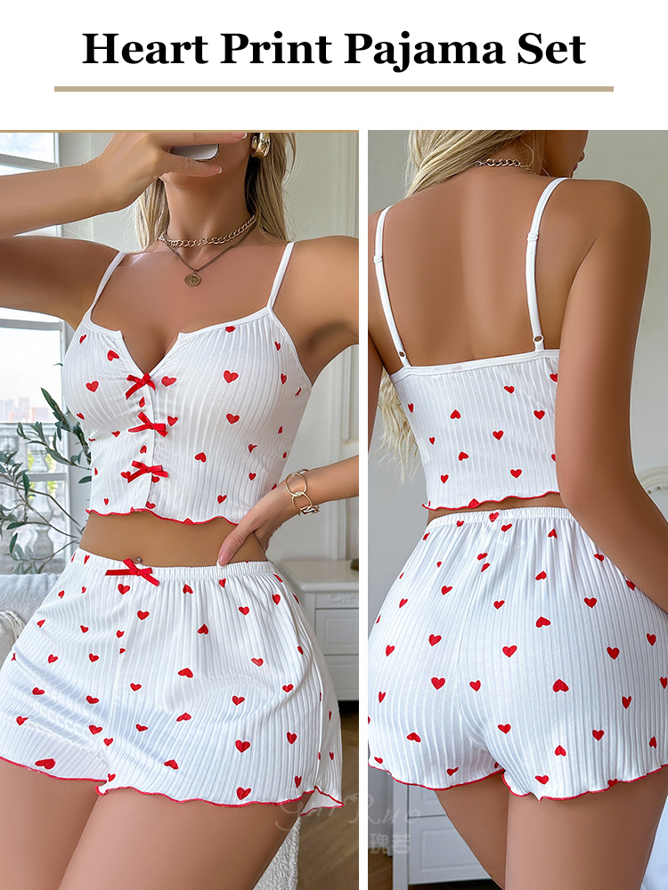 Women Sexy Heart Print Satin S – V Neck Cami Top Bewertung und Preis