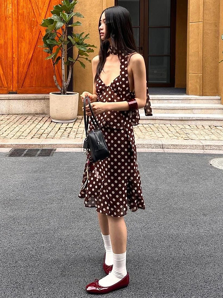 Nibber Polka Dot Print 3-Piece – V Neck Cami Top Bewertung und Preis