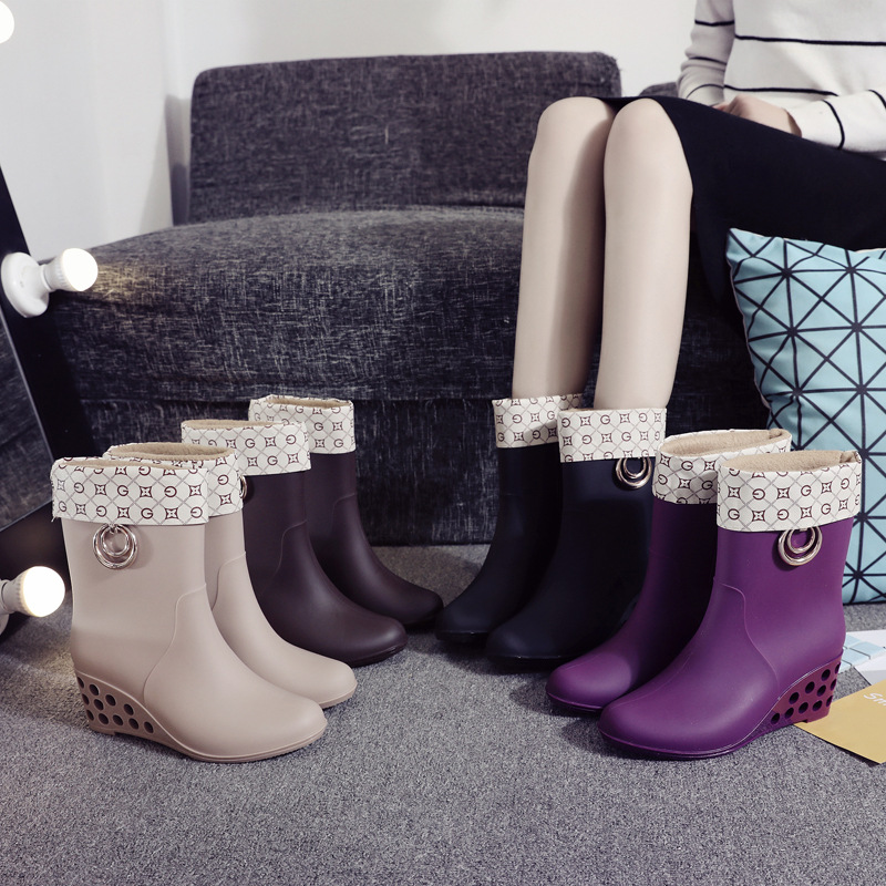 Korean Style Wedges Mid Tube R – Women'S Fashion Rain Boots Bewertung und Preis