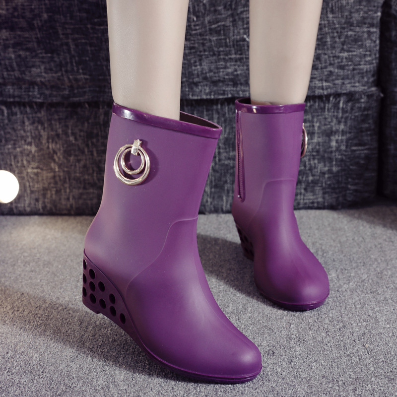 Korean Style Wedges Mid Tube R – Women'S Fashion Rain Boots Bewertung und Preis