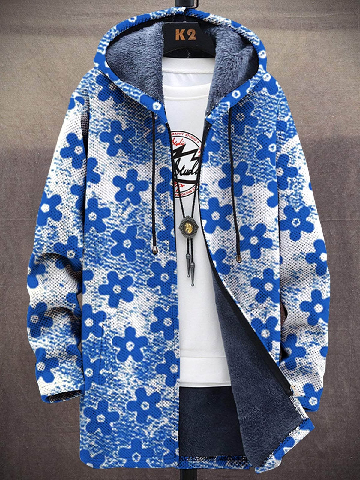 Unisex Colorful Flowers Print  – Longline Cardigan Knit Bewertung und Preis