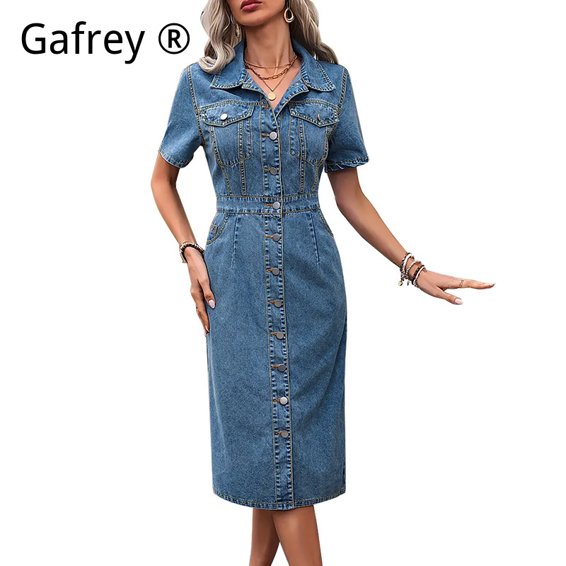 Plus Size Women Lapel Denim Dr – Women Fashion Jeans Bewertung und Preis