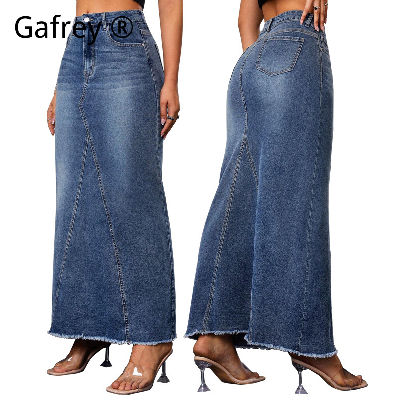 Women Denim Midi Skirt High Wa – Women Fashion Jeans Bewertung und Preis