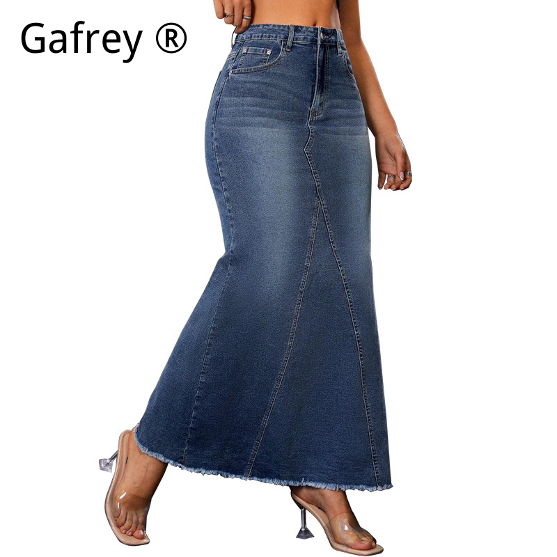Women Denim Midi Skirt High Wa – Women Fashion Jeans Bewertung und Preis