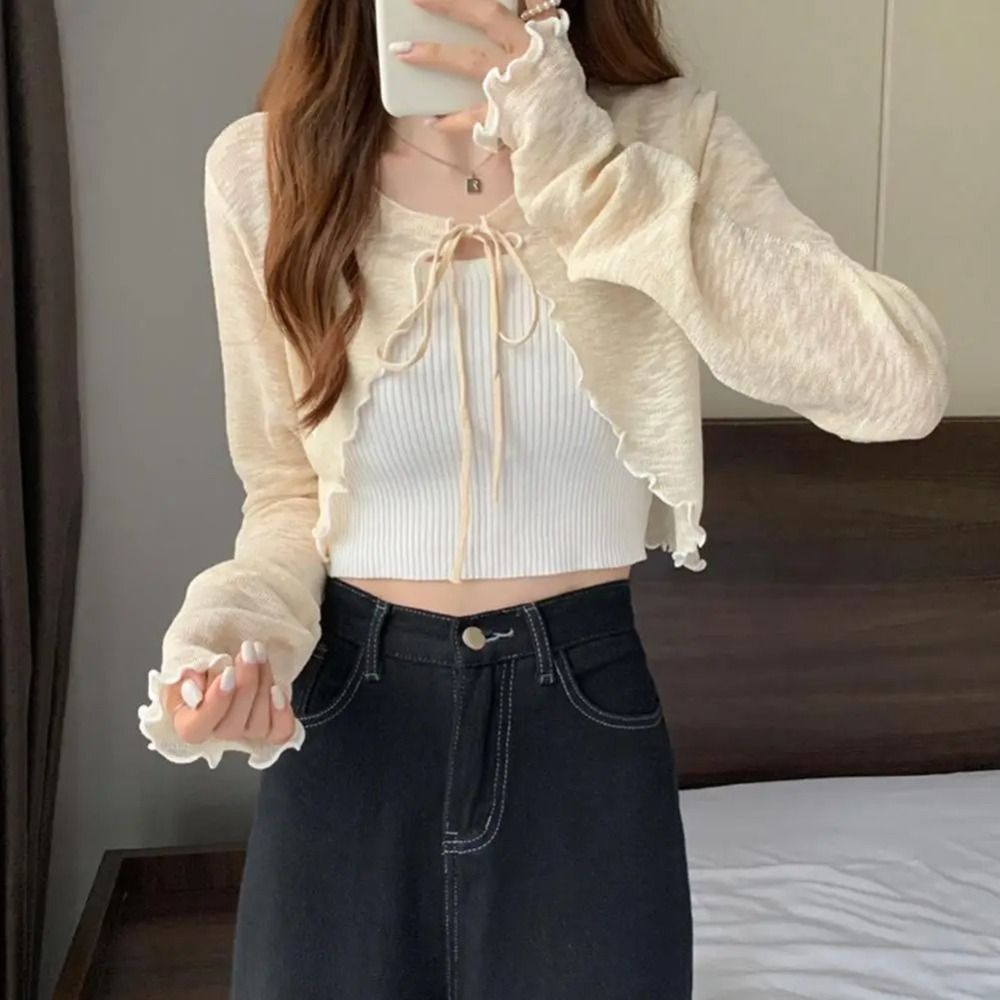 Thin Sunscreen Cardigan Ruffle – Women'S Fashion Knitwear Bewertung und Preis