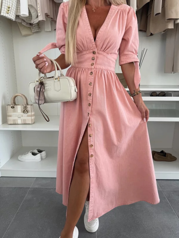 Fashionable Denim Dress V-Neck – Women Fashion Jeans Bewertung und Preis