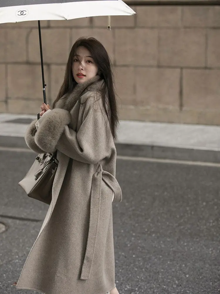 Women Fox Fur V Neck Long Coat – Longline Cardigan Knit Bewertung und Preis
