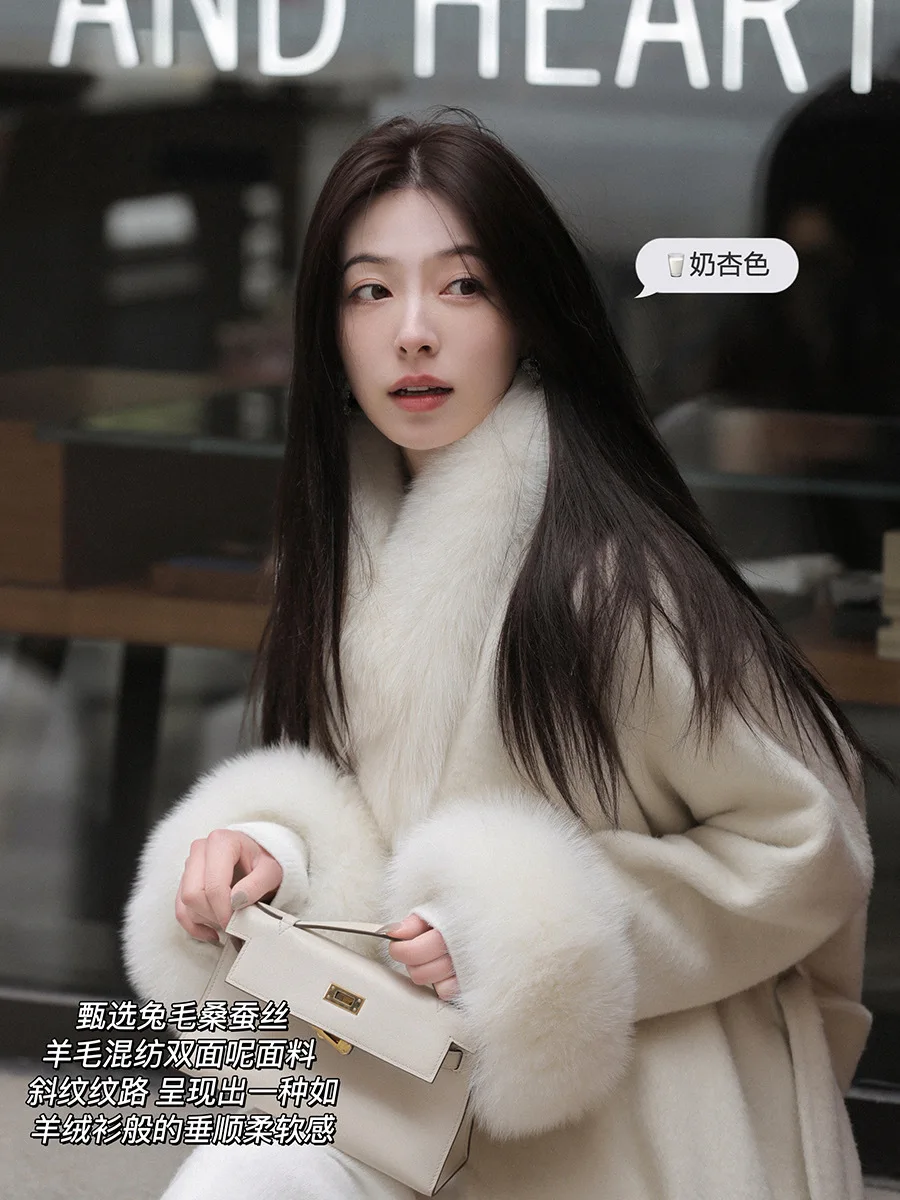 Women Fox Fur V Neck Long Coat – Longline Cardigan Knit Bewertung und Preis