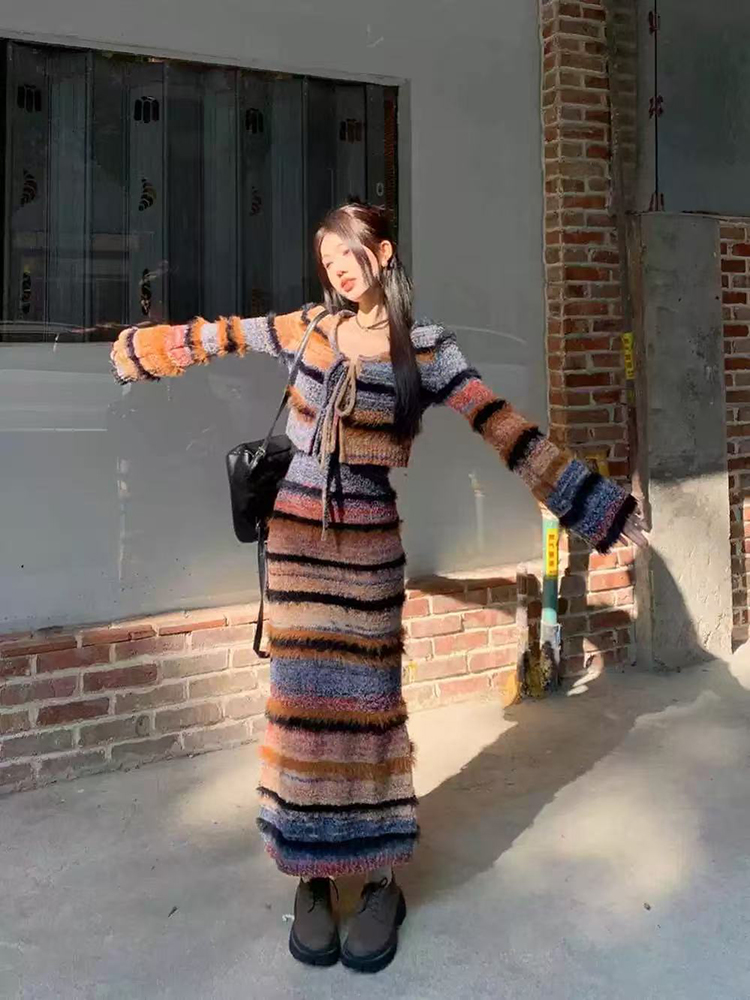 Vintage Striped Knit Cardigan  – Longline Cardigan Knit Bewertung und Preis
