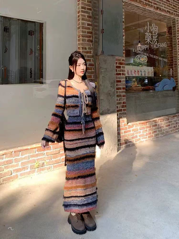 Vintage Striped Knit Cardigan  – Longline Cardigan Knit Bewertung und Preis