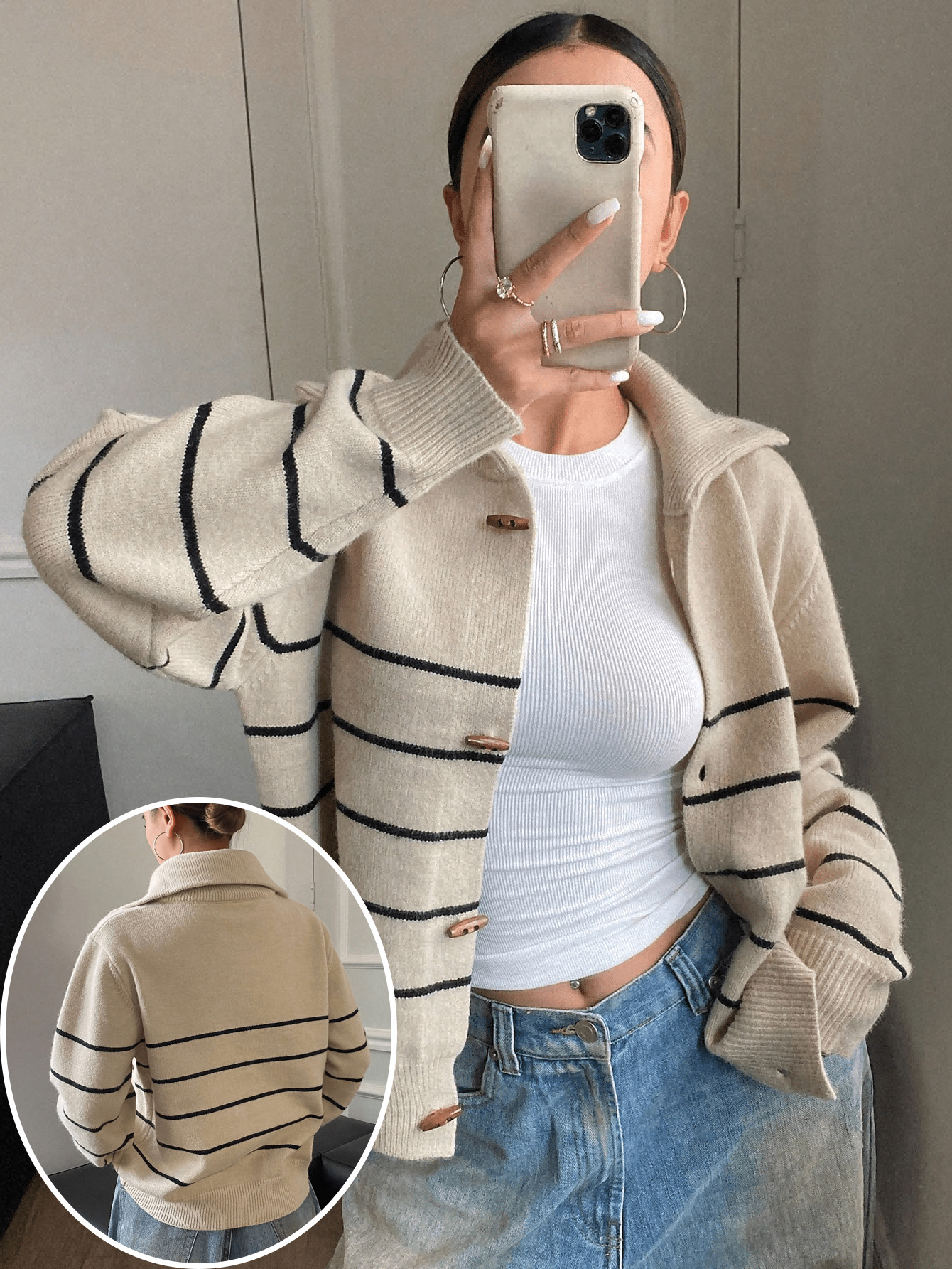 Plus Size Women Striped Cardig – Women'S Fashion Knitwear Bewertung und Preis